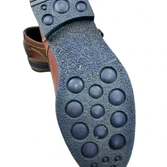 Leather Casual/Dress Men’s Brown W/Blue Laces Shoes Cushion & Arch Insole SZ 8 - Picture 4 of 6